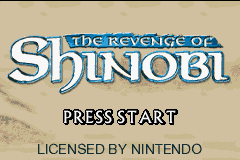 The Revenge of Shinobi title screen for GameBoy Advance