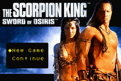 The Scorpion King Sword of Osiris title screen for GameBoy Advance