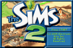 The Sims 2 title screen for GameBoy Advance