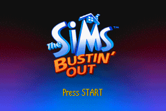 The Sims Bustin' Out title screen for GameBoy Advance