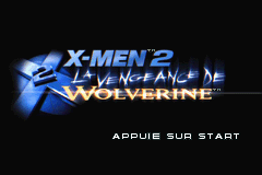 X-Men 2: Wolverine's Revenge title screen for GameBoy Advance