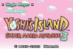 Yoshi's Island: Super Mario Advance 3 title screen for GameBoy Advance