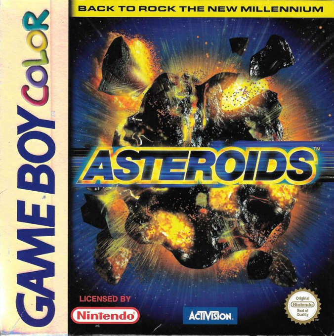 Asteroids box art for GameBoy Color
