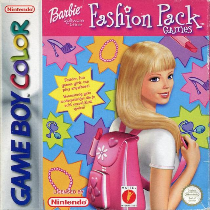 Barbie Fashion Pack Games box art for GameBoy Color