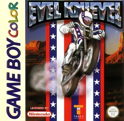 Evel Knievel box art for GameBoy Color