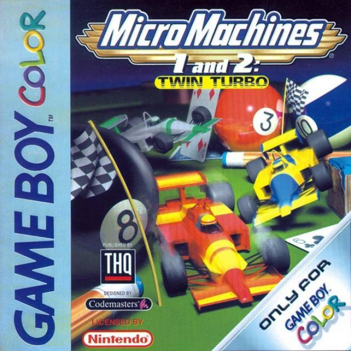 Micro Machines 1 and 2 Twin Turbo box art for GameBoy Color