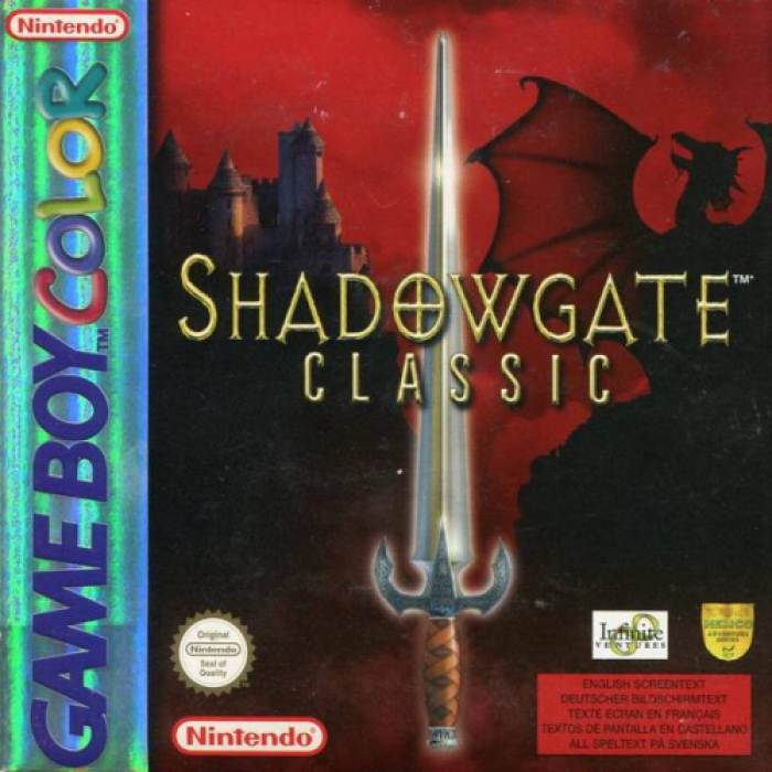Shadowgate Classic box art for GameBoy Color