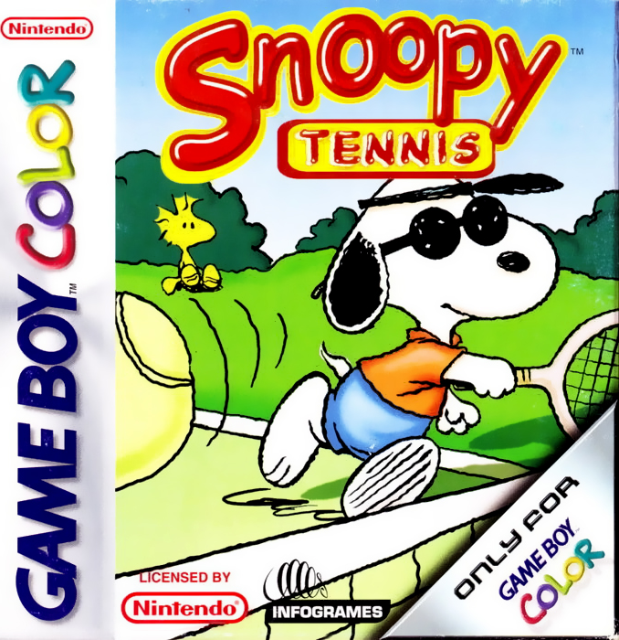 Snoopy Tennis box art for GameBoy Color