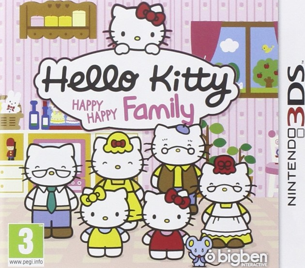 Hello Kitty Happy Happy Family box art for Nintendo 3DS