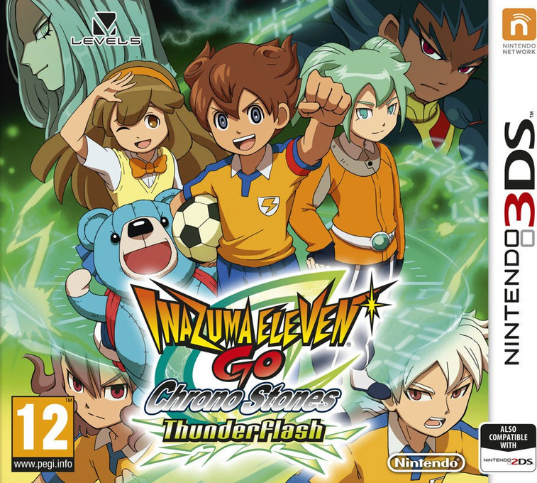 Inazuma Eleven GO: Chrono Stones: Thunderflash box art for Nintendo 3DS
