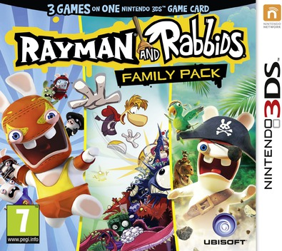 Rayman and Rabbids Family Pack box art for Nintendo 3DS