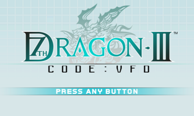 7th Dragon III Code VFD [Launch Edition] title screen for Nintendo 3DS