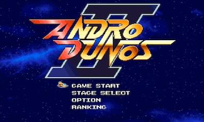 Andro Dunos 2 title screen for Nintendo 3DS