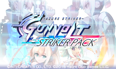 Azure Striker Gunvolt Striker Pack title screen for Nintendo 3DS