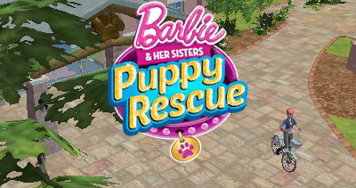 Barbie and Her Sisters: Puppy Rescue title screen for Nintendo 3DS