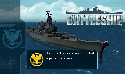 Battleship title screen for Nintendo 3DS