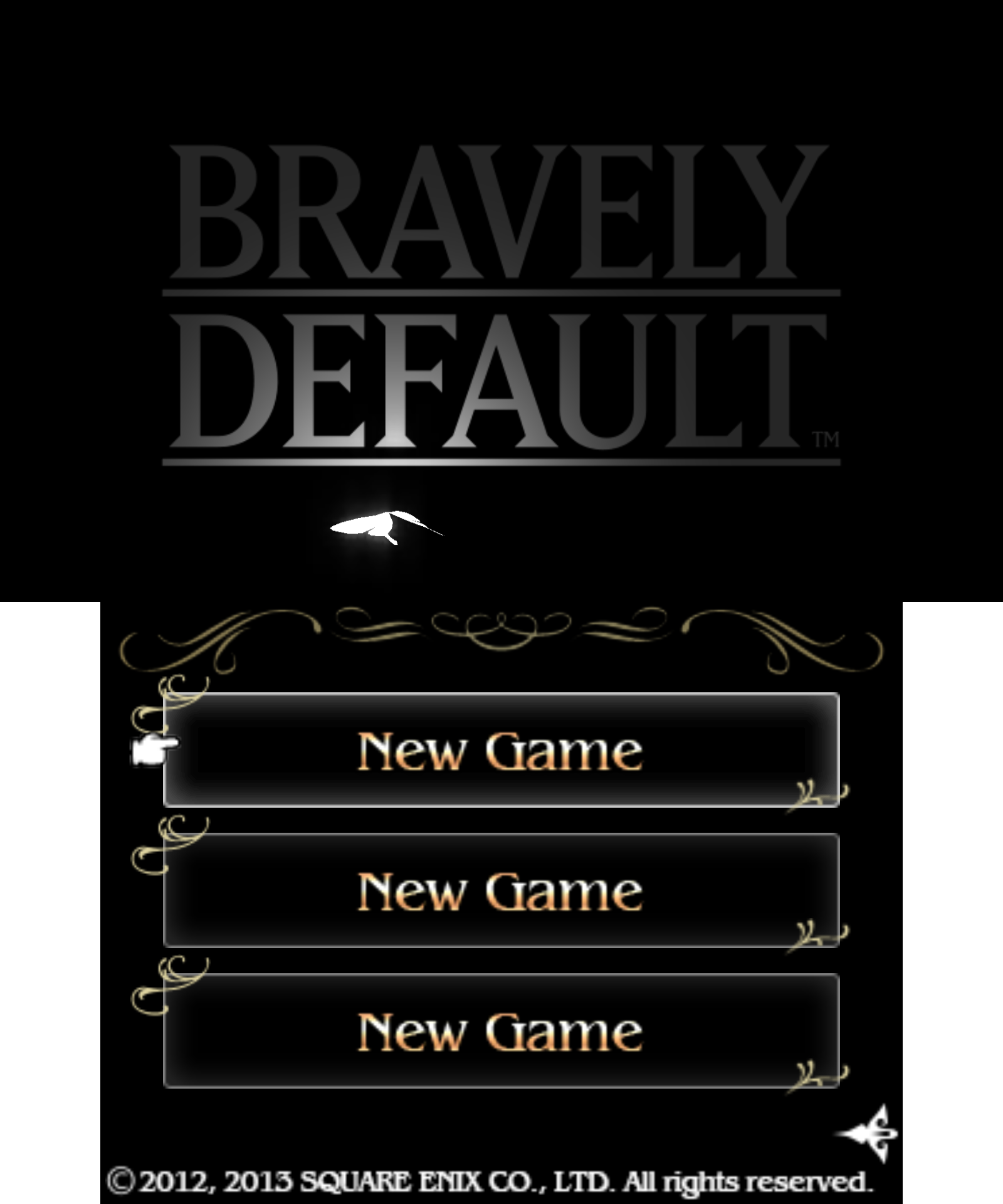 Bravely Default: Flying Fairy [Collector's Pack] title screen for Nintendo 3DS
