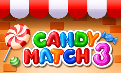 Candy Match 3 title screen for Nintendo 3DS