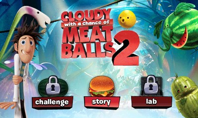 Cloudy With a Chance of Meatballs 2 title screen for Nintendo 3DS