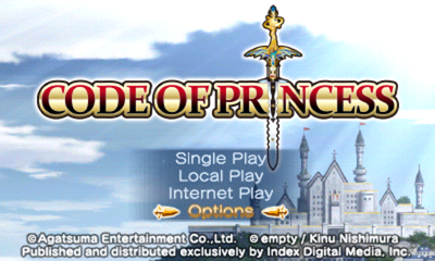 Code of Princess title screen for Nintendo 3DS