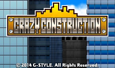 Crazy Construction title screen for Nintendo 3DS