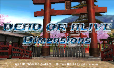 Dead or Alive Dimensions title screen for Nintendo 3DS