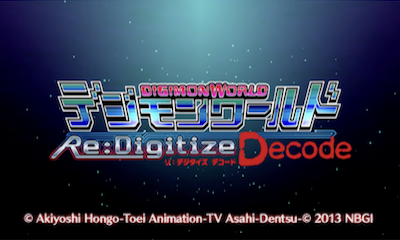 Digimon World Re:Digitize Decode title screen for Nintendo 3DS
