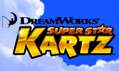 Dreamworks Super Star Kartz title screen for Nintendo 3DS