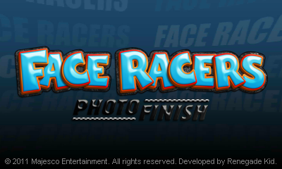 Face Racers: Photo Finish title screen for Nintendo 3DS