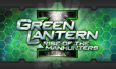 Green Lantern: Rise Of The Manhunters title screen for Nintendo 3DS