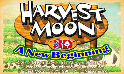 Harvest Moon 3D: A New Beginning title screen for Nintendo 3DS