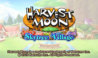 Harvest Moon: Skytree Village title screen for Nintendo 3DS
