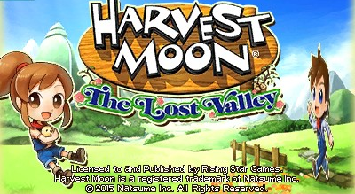 Harvest Moon: The Lost Valley title screen for Nintendo 3DS