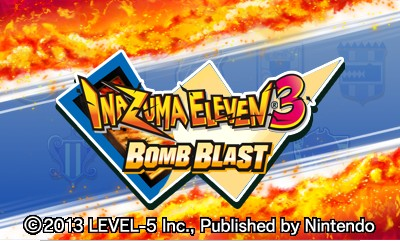 Inazuma Eleven 3: Bomb Blast title screen for Nintendo 3DS