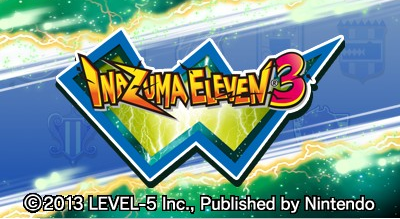 Inazuma Eleven 3: Lightning Bolt title screen for Nintendo 3DS