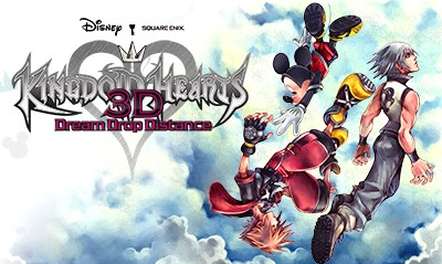 Kingdom Hearts 3D Dream Drop Distance title screen for Nintendo 3DS