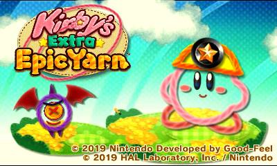 Kirby's Extra Epic Yarn title screen for Nintendo 3DS