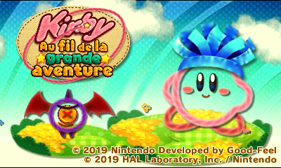 Kirby's Extra Epic Yarn title screen for Nintendo 3DS