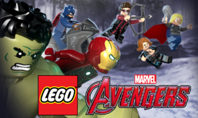 LEGO Marvel Avengers title screen for Nintendo 3DS