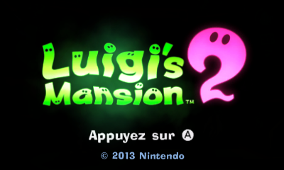 Luigi's Mansion: Dark Moon title screen for Nintendo 3DS