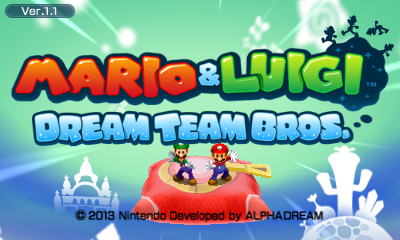 Mario & Luigi: Dream Team Bros title screen for Nintendo 3DS