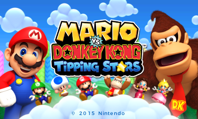 Mario vs. Donkey Kong: Tipping Stars title screen for Nintendo 3DS