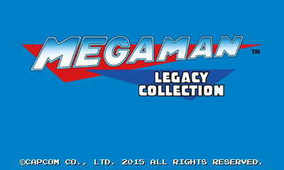 Mega Man Legacy Collection title screen for Nintendo 3DS