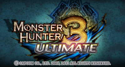 Monster Hunter 3 Ultimate title screen for Nintendo 3DS