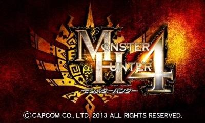 Monster Hunter 4 title screen for Nintendo 3DS