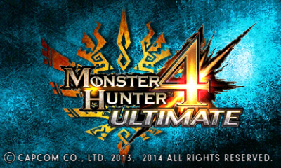 Monster Hunter 4 Ultimate title screen for Nintendo 3DS