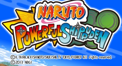Naruto Powerful Shippuden title screen for Nintendo 3DS