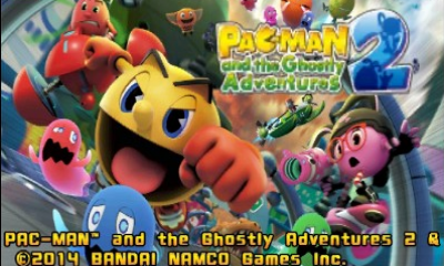 Pac-Man and the Ghostly Adventures 2 title screen for Nintendo 3DS