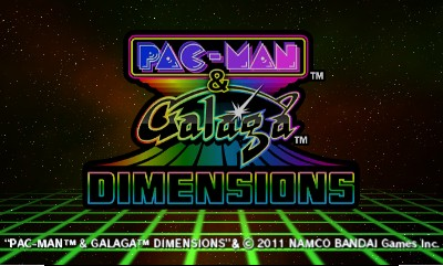 Pac-Man & Galaga Dimensions title screen for Nintendo 3DS