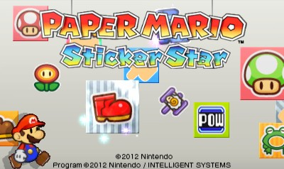Paper Mario: Sticker Star title screen for Nintendo 3DS